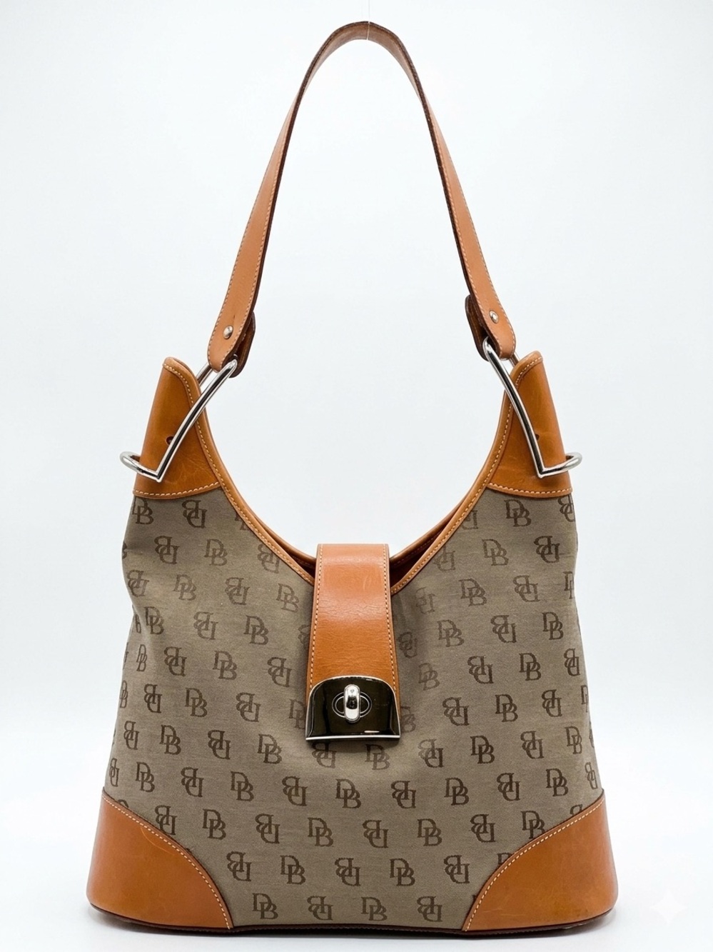 Authentic Vintage Y2K Dooney & Bourke Signature Monogram Turnlock Hobo Bag EUC